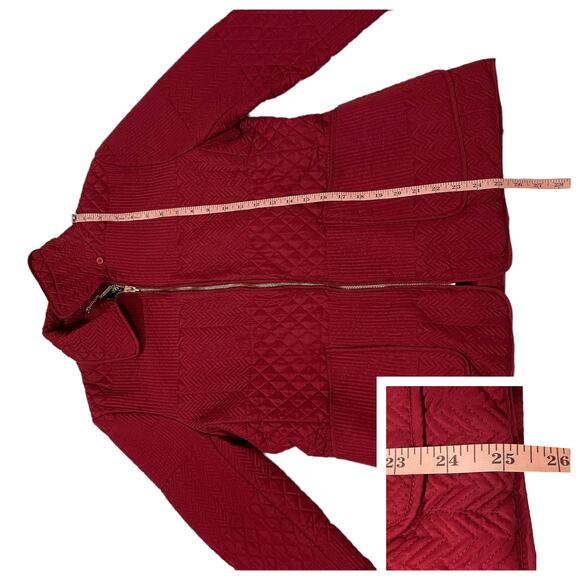 St. John Quilted Zip Front Jacket - Red - Large - Picture 3 of 13